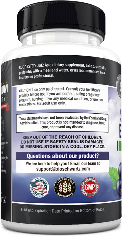 Elderberry Capsules with Zinc and Vitamin C for Adults, 60 Count