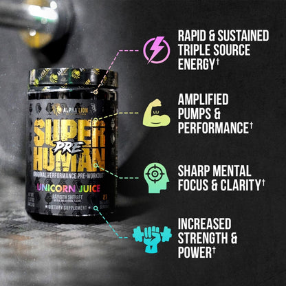 ALPHA LION Superhuman Pre Workout Powder, Beta Alanine, L-Taurine & Tri-Source Caffeine for Sustained Energy & Focus, Nitric Oxide & Citrulline for Pump (21 Servings, Sour Gummy Bear Flavor)