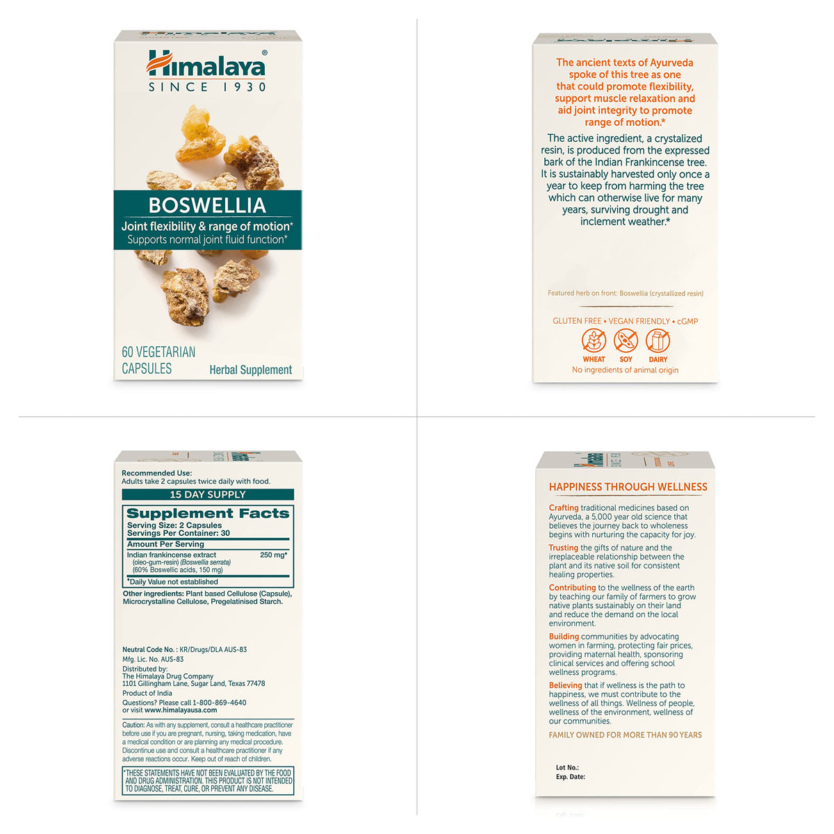 Himalaya Boswellia Extract Supplement for Joint Health, 250 mg,120 Capsules
