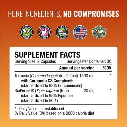 Approved Science Turmeric MD - Turmeric Extract with BioPerine Black Pepper & 95% Standardized Turmeric Curcuminoids - 180 Capsules (3 Month Supply)