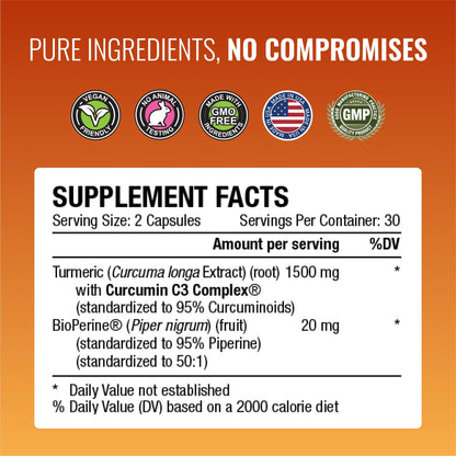 Approved Science Turmeric MD - Turmeric Extract with BioPerine Black Pepper & 95% Standardized Turmeric Curcuminoids - 180 Capsules (3 Month Supply)