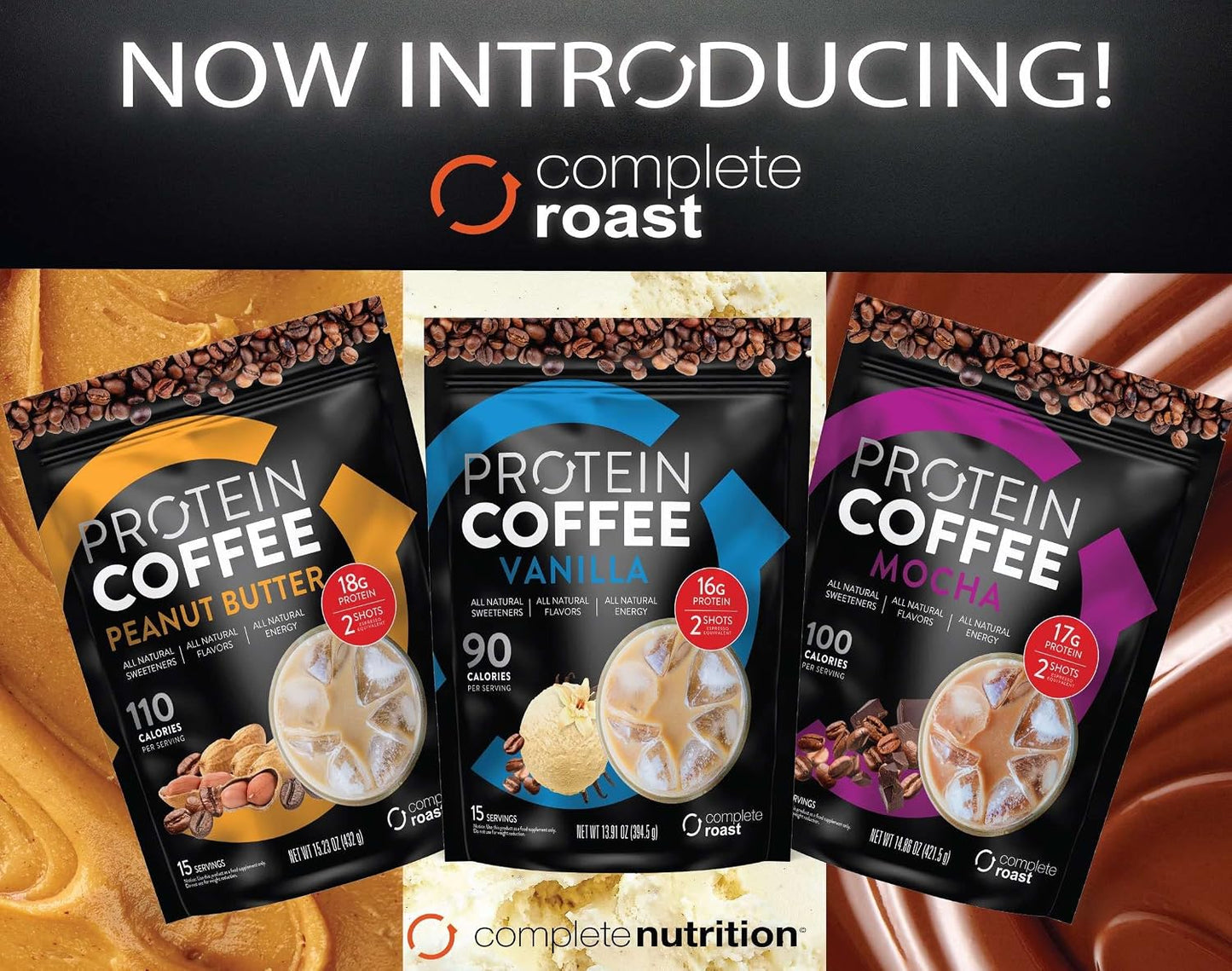 Complete Roast - Vanilla - Gourmet Coffee Protein - All Natural 15 Servings