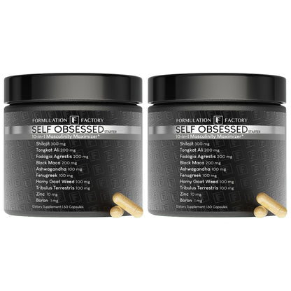 Formulation Factory Self Obsessed 10-in-1 Natural Testosterone Booster for Men, Testosterone Supplement for Men with Shilajit, Tongkat Ali, Fadogia Agrestis, 120 Capsules, 2 Month Supply