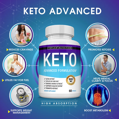 Toplux Keto Pills Ketosis Diet - Natural Ketosis Using Ketone & Ketogenic Diet, Support
