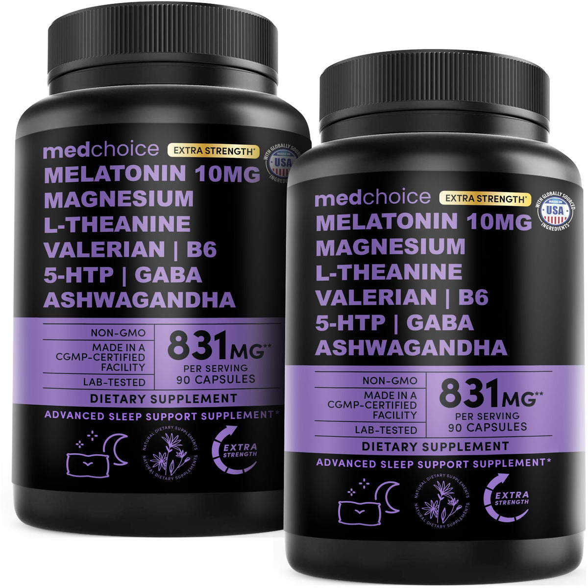 MedChoice 12-in-1 Melatonin 10mg Extra Strength Sleep Capsules, 90ct