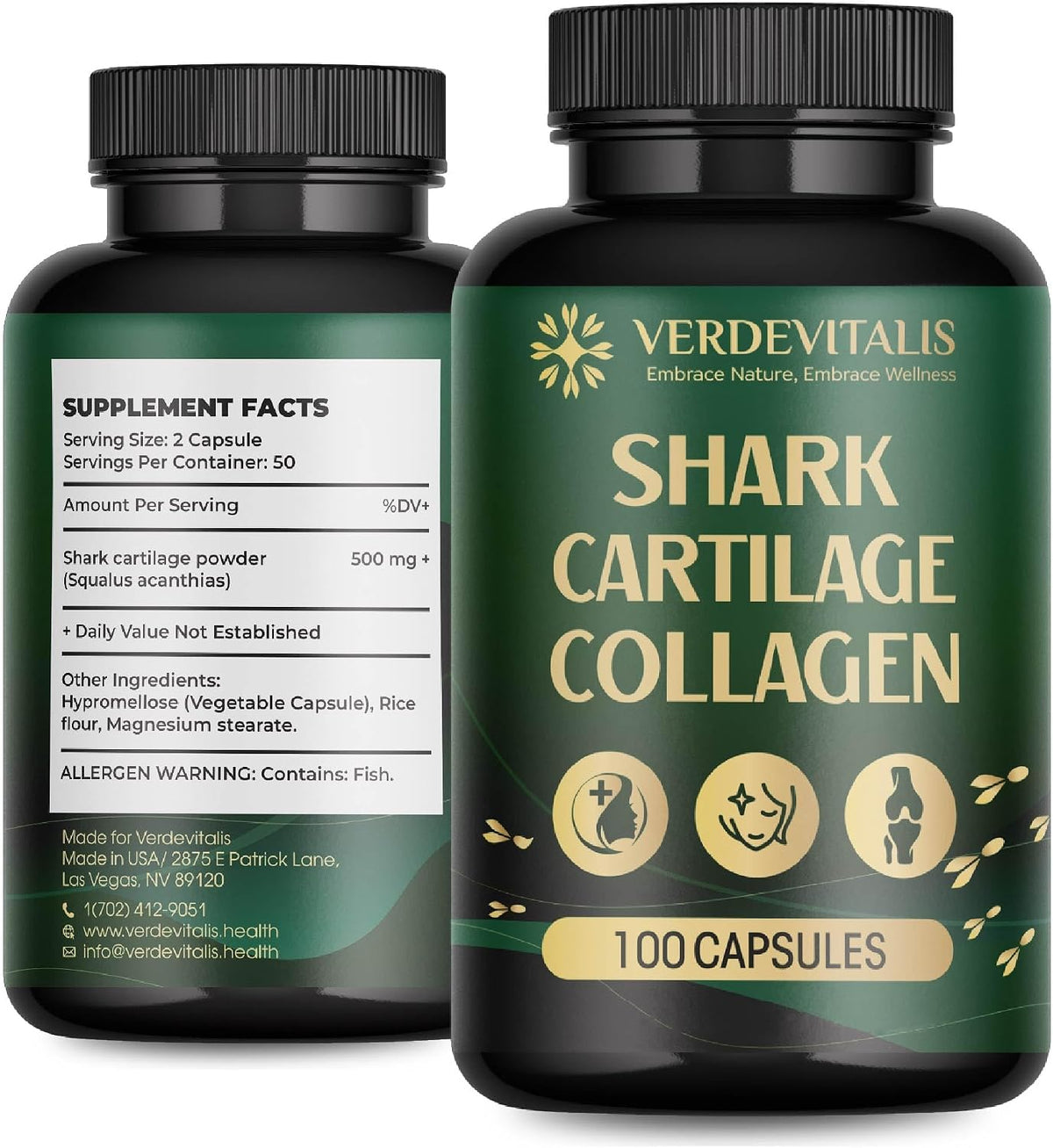 Cartilage Capsules 500mg Supplement for Joint & Bone Support, 100 Capsules