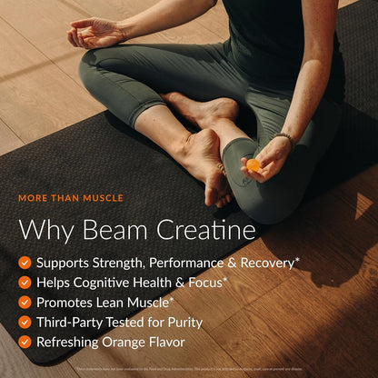 BEAM Creatine Gummies – Creatine Monohydrate Gummies with 5g Creatine, Sugar Free, Muscle Strength & Workout Recovery Support, Creatine Gummies for Women and Men, Orange Flavor, Vegan, 30 Servings