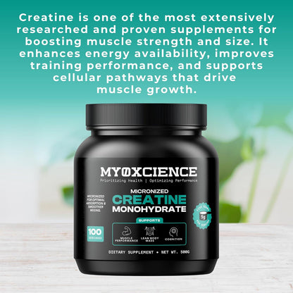 MYOXCIENCE Micronized Creatine | Supports Muscle Performance, Lean Body Mass, & Cognition | 100 Servings