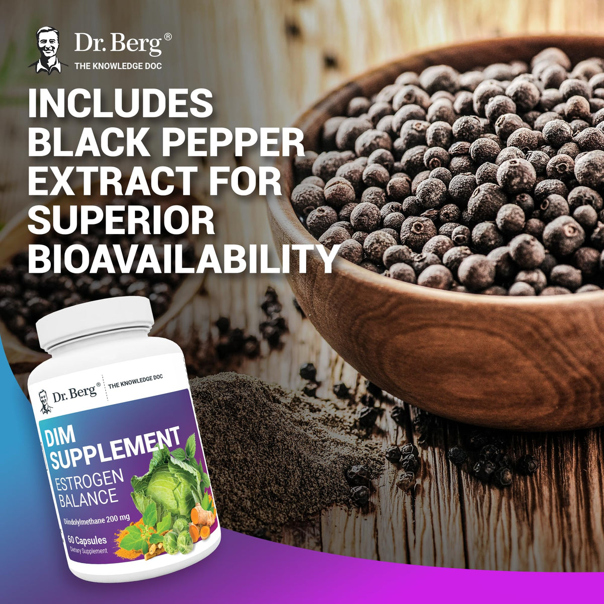 Dr. Berg DIM Supplement Estrogen Balance - Original Estrogen Supplement for Women with Diindolylmethane