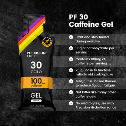 Precision Fuel PF30 Caffeine Energy Gel - Mild Flavour Running Gels for Endurance Athletes, 30g Carbohydrate, Easy-to-Digest, Perfect for Running & Long-Duration Sports (Pack of 15)