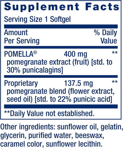 Life Extension Pomegranate Complete, Fruit Extract, Flower, Seed Oil Extract, Cardiovascular Health, antioxidant Support, superfood Supplement, Gluten Free, Non-GMO, 30 softgels | Fruit, Flower & Seed Oil Extract Superfood Supplement for Cardiovascular He