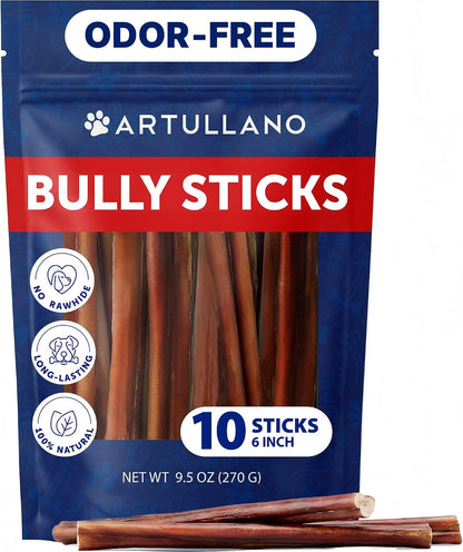 Artullano Bully Sticks for Canine - Tasty Dog Treats - All Breeds & All Dog Sizes - Natural Chewable Treats