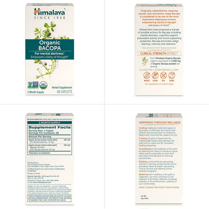Himalaya USDA Organic Bacopa Monnieri Supplement,750 mg,60 Caplets