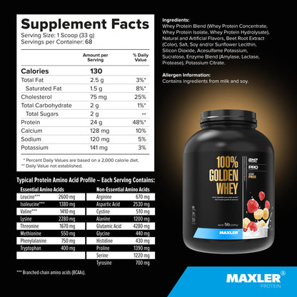 Maxler 100% Golden Whey Protein - 24g of Protein per Serving - Premium Whey Protein