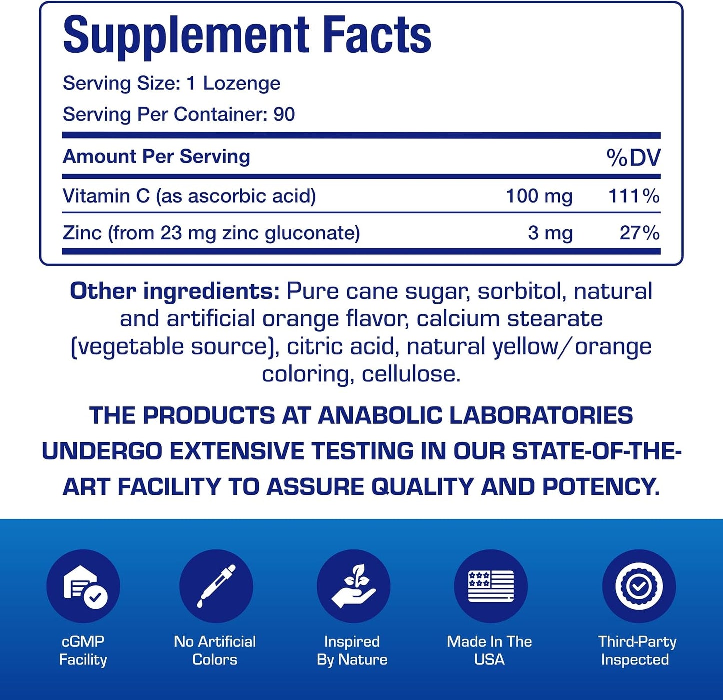 Zinc Lozenges with Vitamin C for Immune Support - High Absorption Vitamin C and Zinc Lozenges for Adults Daily and Seasonal Wellness - Tasty Immune Boost Support - 90 Count (Orange Flavor)