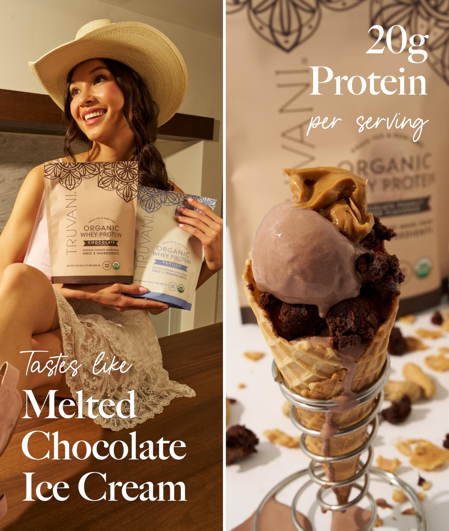 Truvani Organic Whey Protein Powder | Vanilla | 20 Servings | 20g Grass Fed Whey Protein | USDA Organic & Non-GMO | Gluten Free | No Gums, No Soy, No Stevia, No Added Sugars