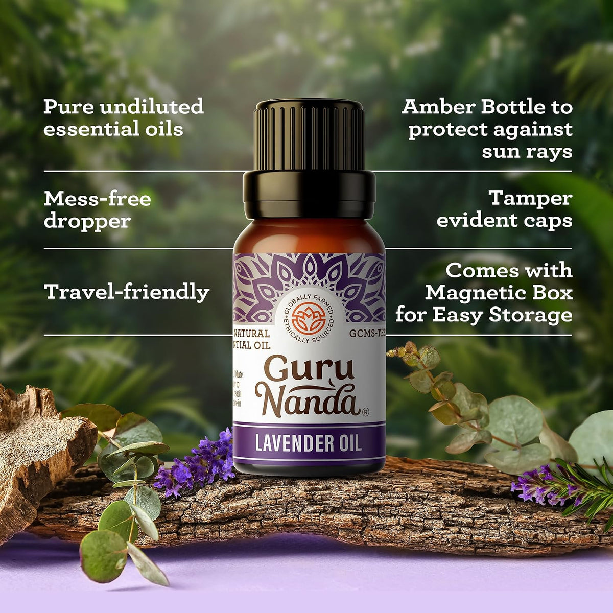 GuruNanda Essential Oils Set – 6 Pack (10mL Each), Lavender, Peppermint, Eucalyptus, Lemongrass, Grapefruit & Ylang Ylang, 100% Natural Aromatherapy Oils for Diffuser, Massage & DIY Candle Making