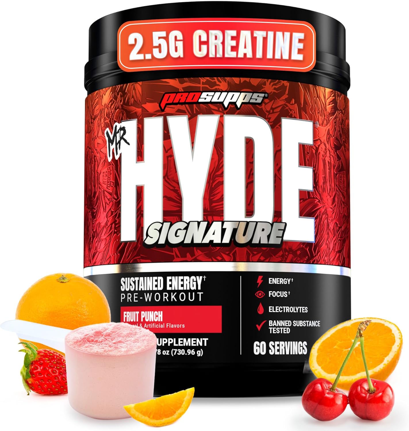 ProSupps Mr. Hyde Signature V2, Pre Workout Powder with Creatine, Beta Alanine & Caffeine - Performance, Energy & Hydration - Clean Fitness & Gym Supplements for Men & Women (Fruit Punch, 60 Servings)