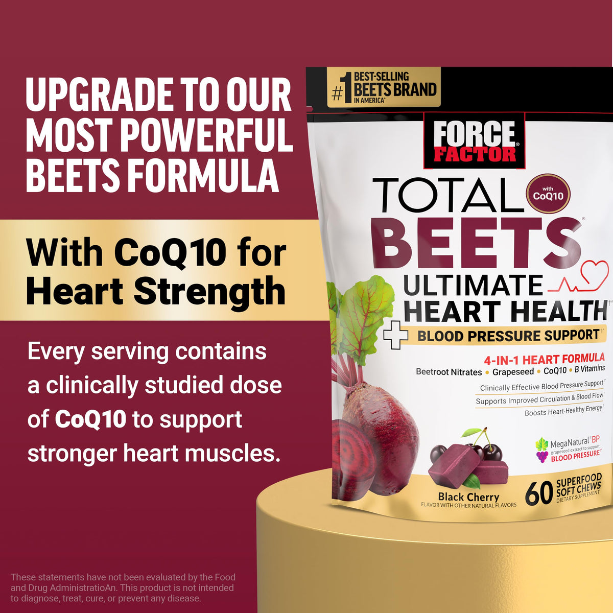 Force Factor Total Beets Blood Pressure Support Nitric Oxide Supplement