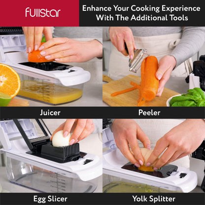 Fullstar Vegetable Chopper - Spiralizer Vegetable Slicer - Onion Chopper with Container