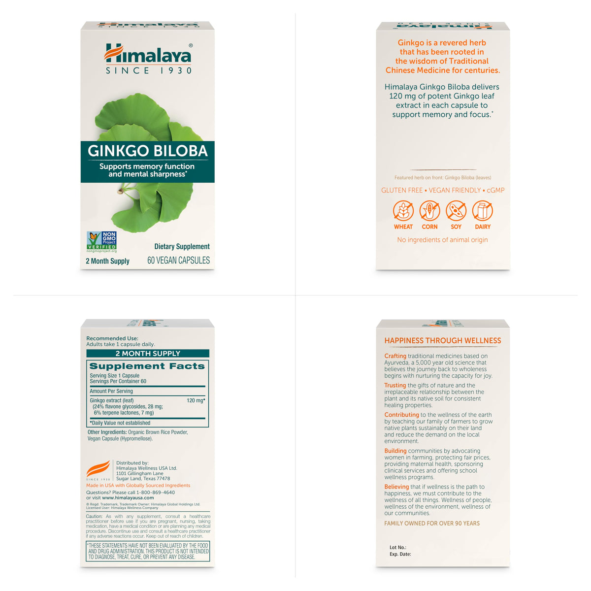 Himalaya Ginkgo Biloba Capsules, 120mg, Ginkgo Biloba Supplements for Brain Memory and Focus Support, Ginkgo Biloba Extract - Vegan, Gluten Free, 60 Capsules