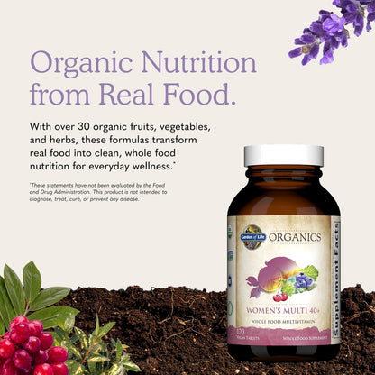 Garden of Life Organics Women 40+ Multivitamin, Vegan, 120 Tablets