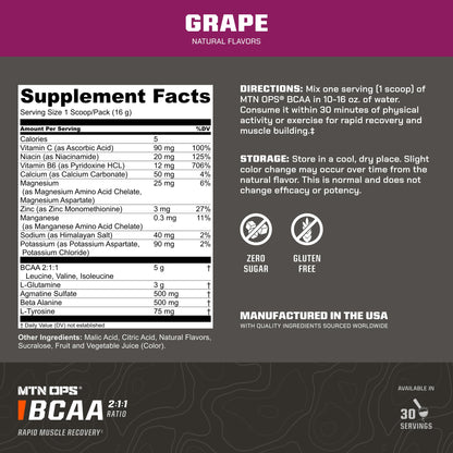 MTN OPS BCAA Powder for Muscle Recovery, Strawberry Dragonfruit