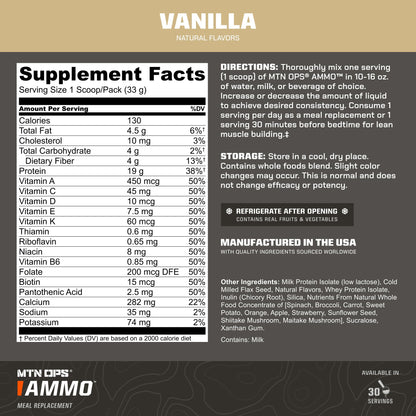 MTN OPS Ammo Meal Replacement Protein Powder, Peanut Butter Chocolate