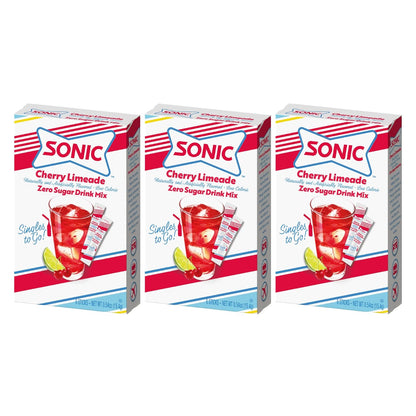 Sonic Cherry Limeade Singles to Go Powdered Drink Mix - 18 Sticks Total - Convenient and Refreshing On-the-Go Beverage