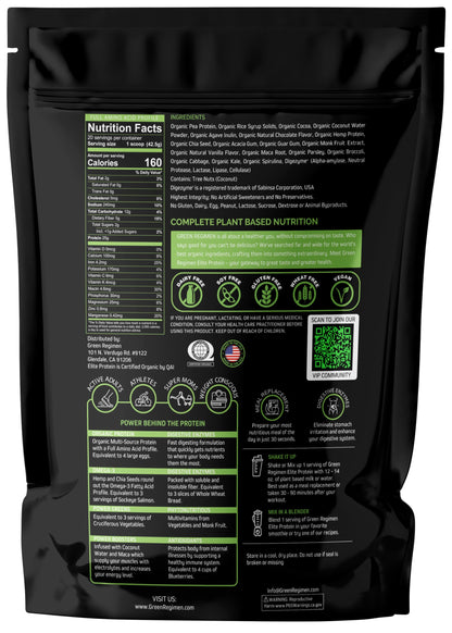 Green Regimen Elite Plant-Based Protein Powder - 25g Complete Hemp & Pea Protein