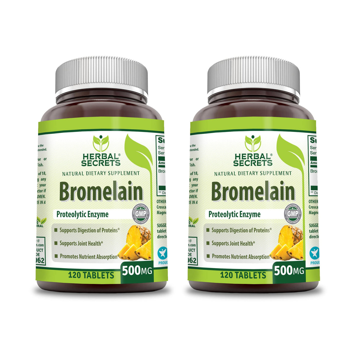Herbal Secrets Bromelain Supplement 500 Mg Tablets Supplement | Non-GMO | Gluten Free | Made in USA (120 Count)