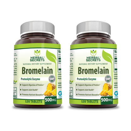 Herbal Secrets Bromelain Supplement 500 Mg Tablets Supplement | Non-GMO | Gluten Free | Made in USA (120 Count)
