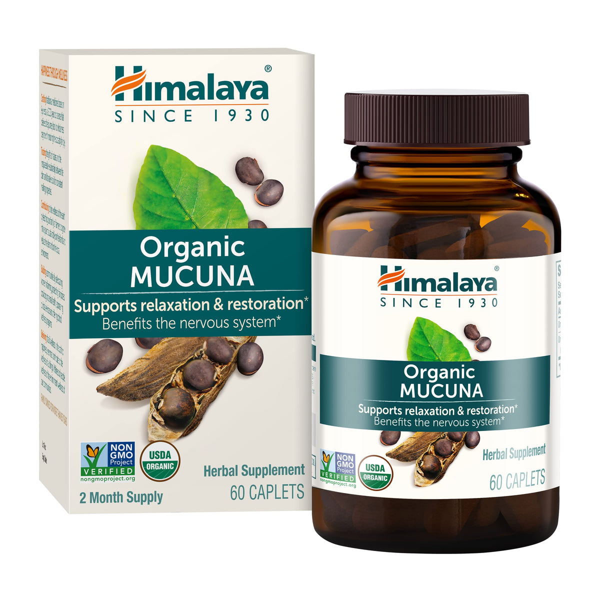 Himalaya USDA Organic Mucuna Pruriens Supplement, 600 mg, 60 Caplets