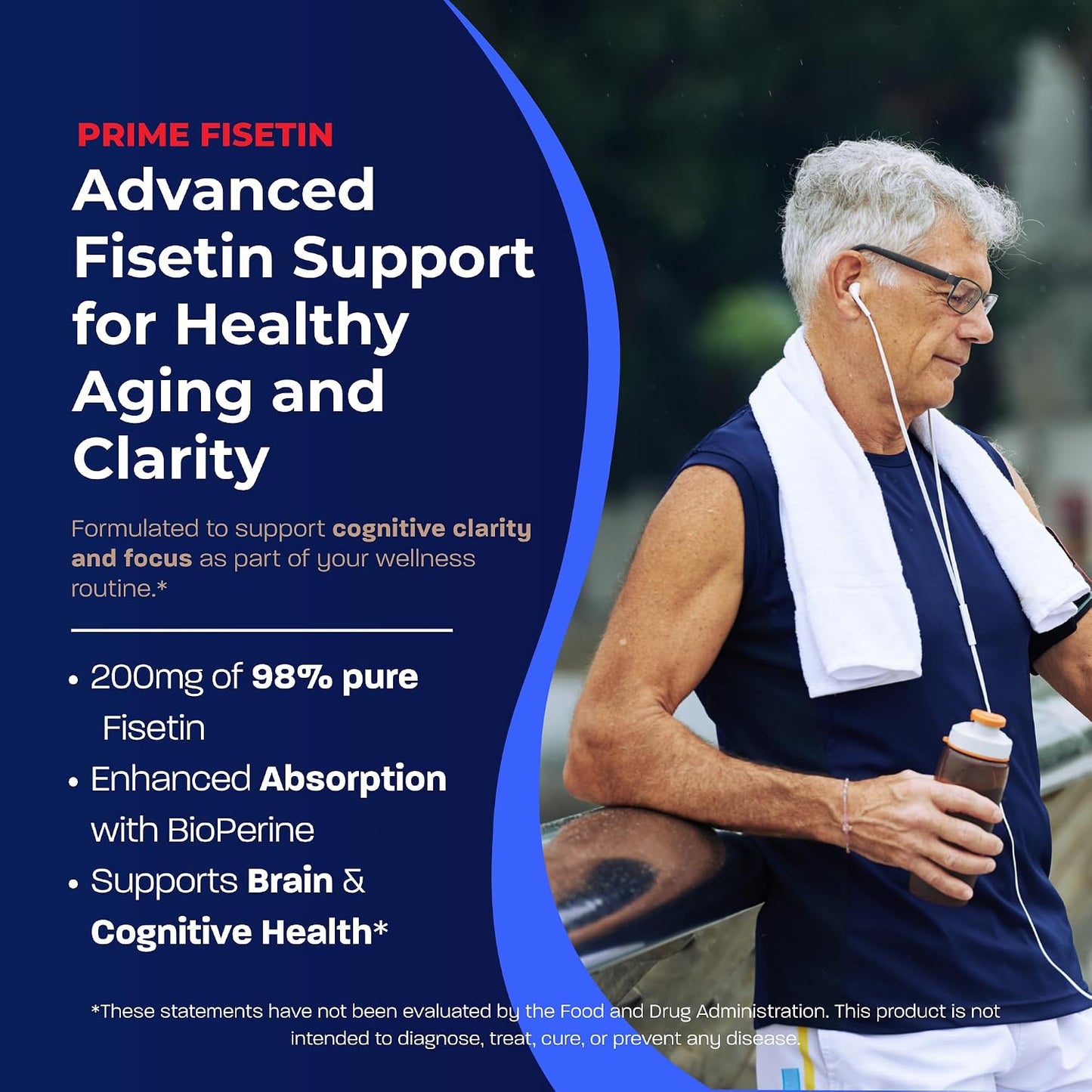 BONE SCIENCE Prime Fisetin 98% Plant-Based Flavonoid Supplement with Chamomile Extract, Trans-Pterostilbene, Phosphatidylcholine, and BioPerine