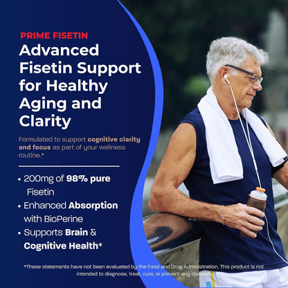 BONE SCIENCE Prime Fisetin 98% Plant-Based Flavonoid Supplement with Chamomile Extract, Trans-Pterostilbene, Phosphatidylcholine, and BioPerine