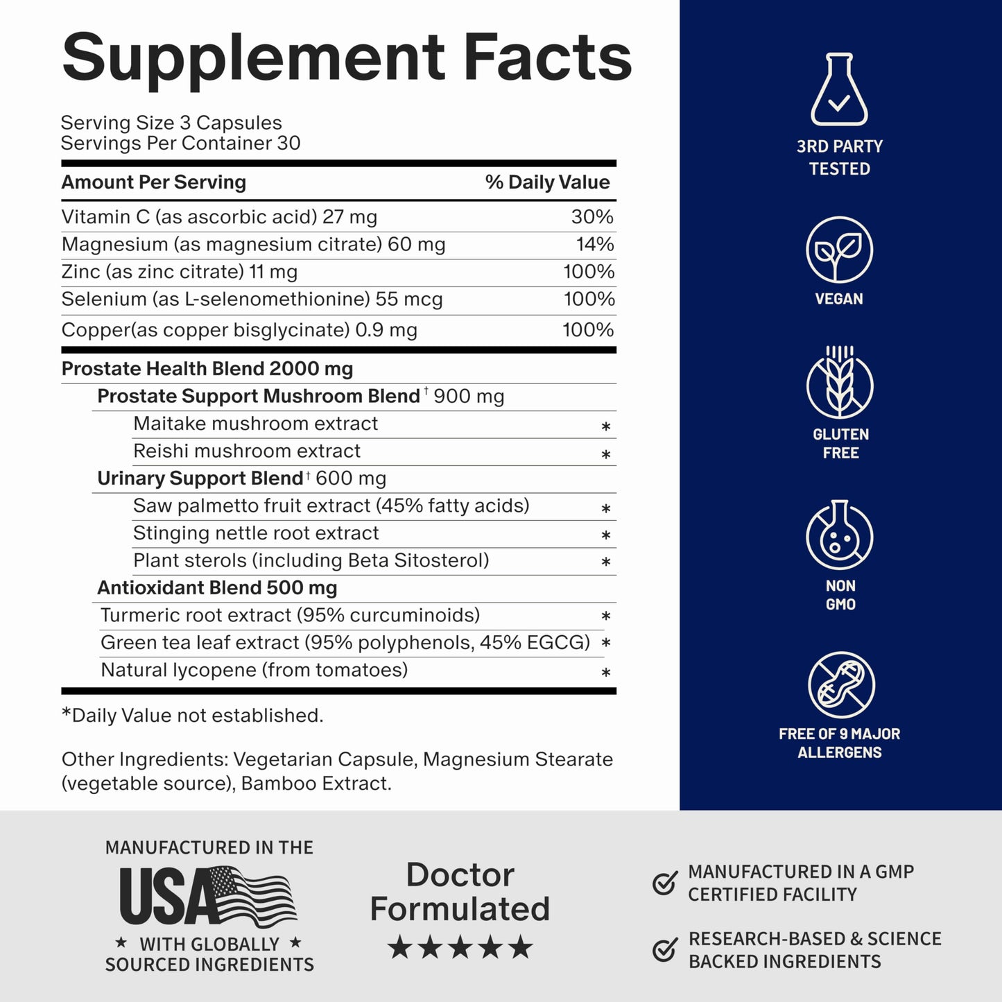 Snap Supplements Prostate Health Supplements for Men, 90 Vegan Capsules | Supports Urinary Tone and Healthy DHT Balance, Saw Palmetto for Men, Stinging Nettle, Beta-Sitosterol, Non-GMO, Gluten-Free