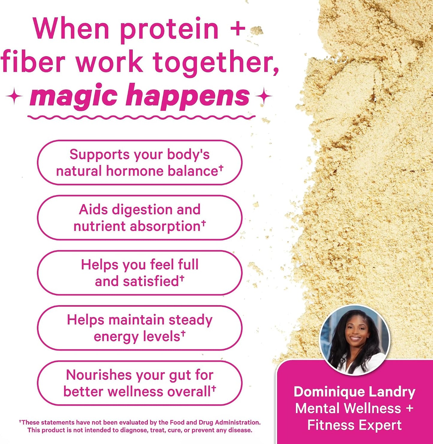 Pink Stork Protein Powder for Women, 20g Vanilla Plant-Based, 15 Scoops | With Fiber & Superfoods, Gluten Free, Dairy Free, Sugar Free, Pregnancy Friendly