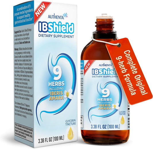 IBShield Tincture 100ml | 6+3=9 Herbs | Iberis Amara, Peppermint, Chamomile, Lemon Balm, Caraway, Licorice, Angelica, Celandine & Mary's Thistle | Original Herbal Formula Supports Digestive Wellness