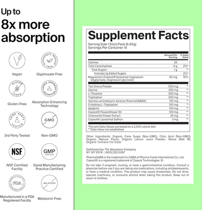The Absorption Company Sleep Aid Powder - Calming Drink Mix Packets - 7PK
