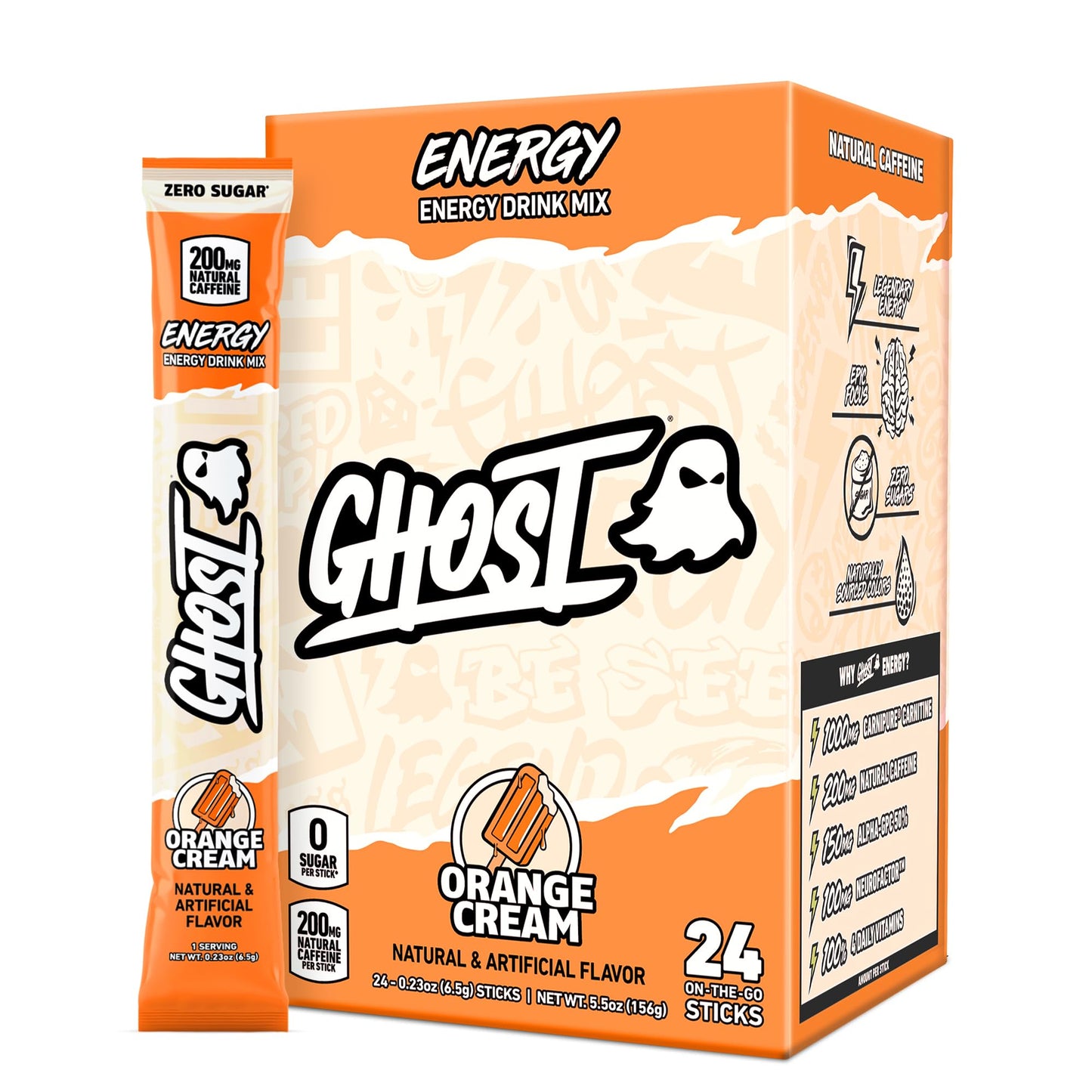 GHOST Sugar-Free Energy Drink Packets, Welch's Grape - 200mg of Natural Caffeine, Daily Vitamins & More, No Artificial Colors - Pre-Workout Energy Drink Mix - 24 On The Go Sticks