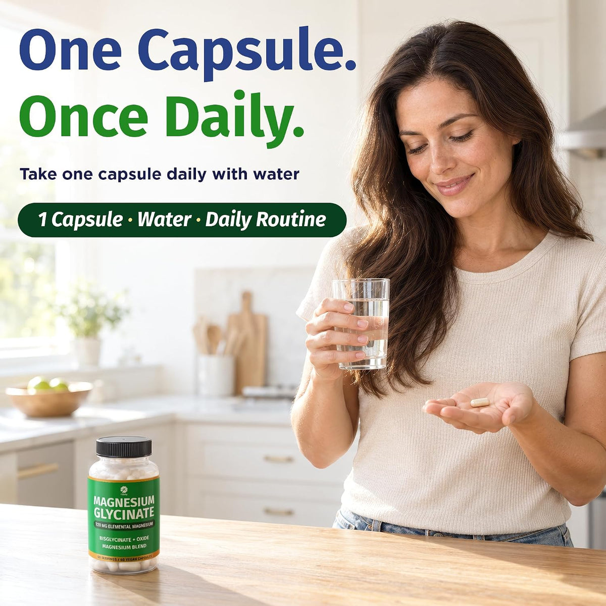 1 Body Magnesium Glycinate Complex, High Absorption, 60 Vegan Capsules