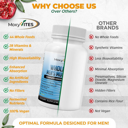 Methylated Mens Multivitamins - Daily Mens Vitamins with 44 Organic Whole Food - Multivitamin for Men with Iron & Fermented Nutrients - Vegan Daily Vitamin for Men with B-Complex, Probiotics, Omegas