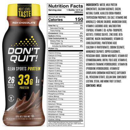 DON'T QUIT Clean Sports PROTEIN Shake (Chocolate)
