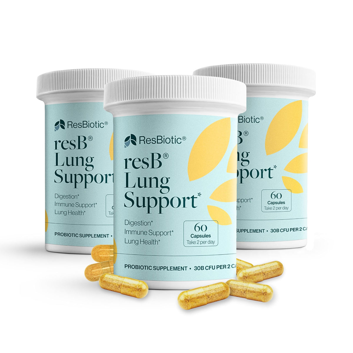 ResBiotic | resB Lung Support Supplement | Dr Formulated Probiotics with Turmeric & Holy 