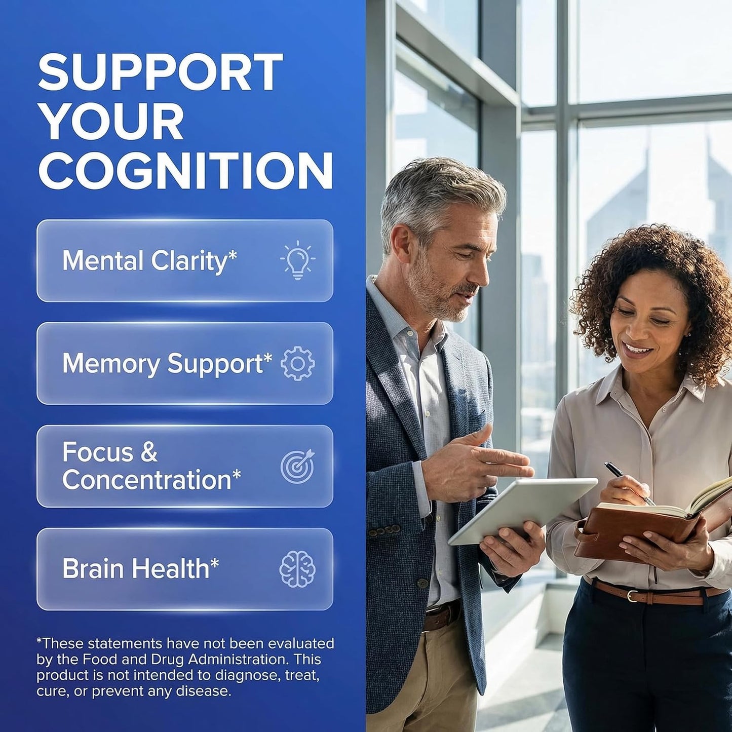 Brain Supplement Alpha GPC 300mg Phosphatidylserine Bacopa Monnieri Ginkgo Biloba Lions Mane Huperzine A L-Theanine NAC Nootropic Memory Focus Cognitive Support Vitamins B C D E 60 Capsules USA