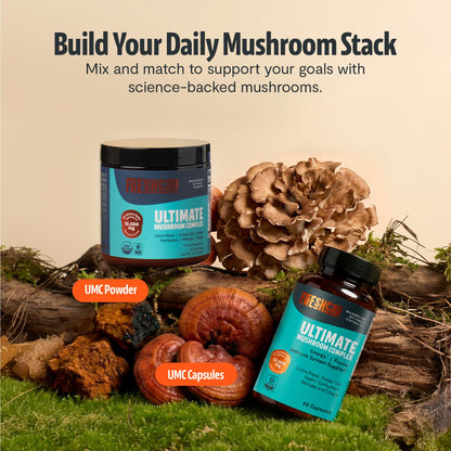 FreshCap Mushrooms Premium Organic Lions Mane Capsules - 14:1 Fruiting Body Extract with 31% Beta-Glucans - 3rd-Party Tested Nootropic for Clarity, Focus & Cognitive Support (120 Capsules)