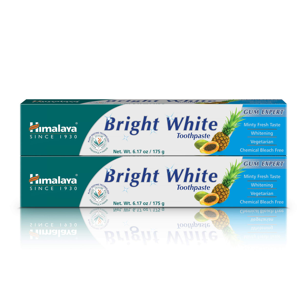 Himalaya Mint Fresh Gel Toothpaste, Fluoride Free to Reduce Plaque & Brighten Teeth, 6.17 oz, 2 Pack