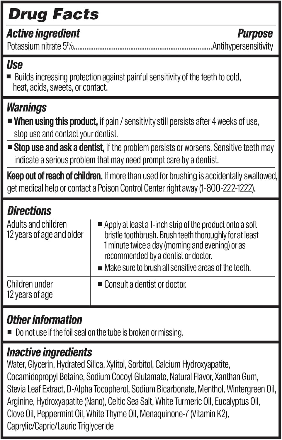 GuruNanda Hydroxyapatite Toothpaste for Sensitivity, Fluoride Free, 4.2oz