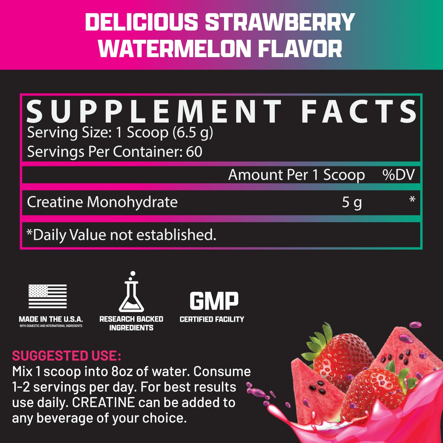 Nutrex Research Flavored Creatine Powder, Fruit Punch | 5g Creatine, Mixes Easily | Supports Energy, Muscle Growth, Energy and Performance | 60 Servings (60 Servings, Fruit Punch)