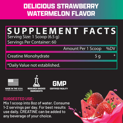 Nutrex Research Flavored Creatine Powder, Fruit Punch | 5g Creatine, Mixes Easily | Supports Energy, Muscle Growth, Energy and Performance | 60 Servings (60 Servings, Fruit Punch)